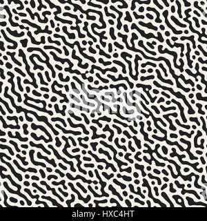 Vector Seamless Grunge Pattern. Black and White Organic Shapes. Messy Spots Texture. Stock Vector