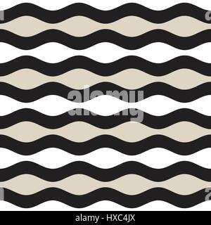 Vector Seamless Geometric Pattern. Monochrome Wavy Lines. Elegant Ripple Stripes Stock Vector