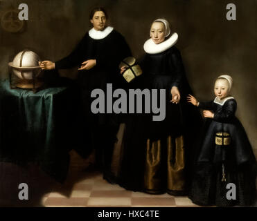 Abel Janszoon Tasman (1603-1659) and family, 1637 painting attributed to Jacob Gerritszoon Cuyp (1594-1652). Abel Tasman was a Dutch explorer who discovered the islands of Van Diemen's Land and New Zealand. Stock Photo