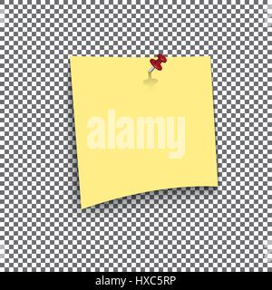 Yellow sticky note isolated on transparent background. Template for your projects. Vector illustration. Stock Vector