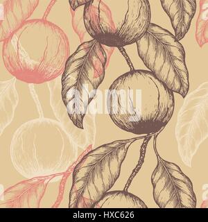 Hand drawn Brazil nuts Seamless pattern. Branch of almonds. Vector illustration Stock Vector