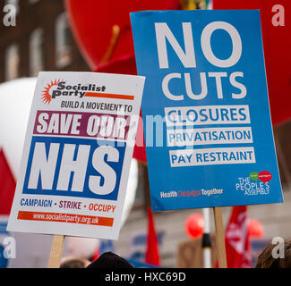 # OUR NHS rally - Thousands turn out for the national demonstration in London, to defend the NHS against government cuts, closures and privatisation. Stock Photo