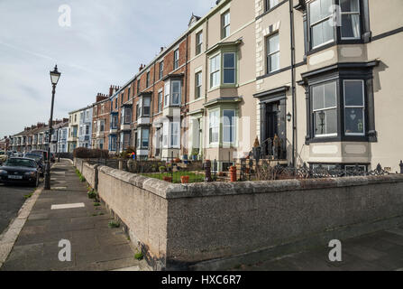 A row of Victorian terraced houses at Cliff Terrace on the Headland at Hartlepool,England,UK Stock Photo