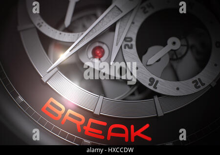 Break on the Fashion Wrist Watch Mechanism. 3D. Stock Photo