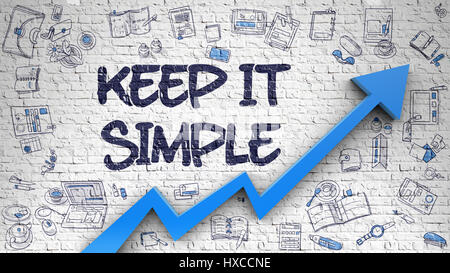 Keep IT Simple Drawn on White Brickwall. 3d. Stock Photo