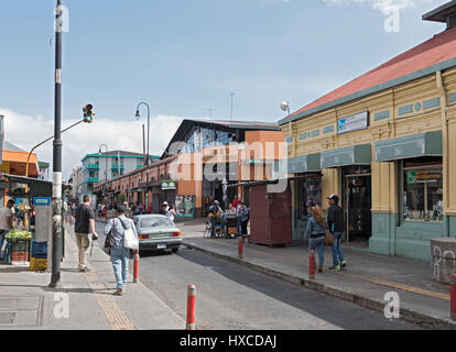 Street in front of the central market in downtown San Jose, Costa Rica Stock Photo