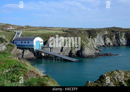 New St Davids Lifeboat Station St Justinian Pembrokeshire Coast National Park Wales Cymru UK GB Stock Photo