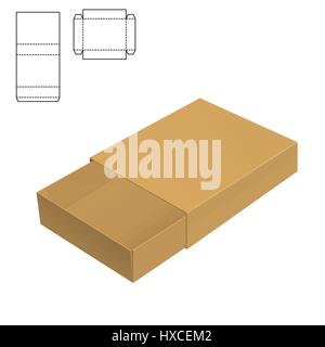 Vector Illustration of Clear Gift Carton Box for Design, Website, Background, Banner. Package Template isolated on white. Retail pack with for your br Stock Vector