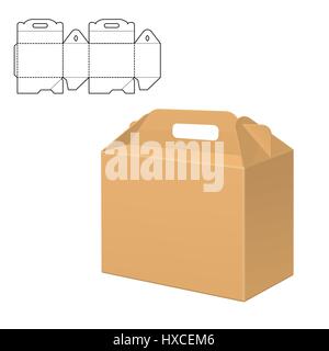Vector Illustration of Clear Gift Carton Box for Design, Website, Background, Banner. Package Template isolated on white. Retail pack with for your br Stock Vector