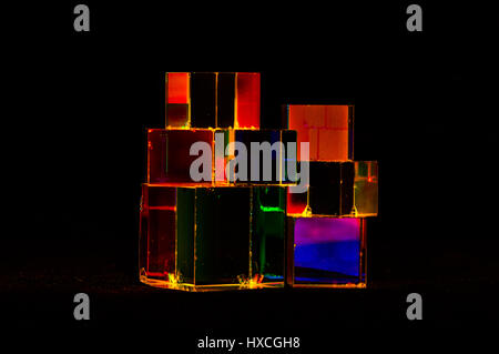 Abstract Cubes concept reflecting bright prism colors in unique background Stock Photo