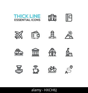 Traveling - line icons set Stock Vector