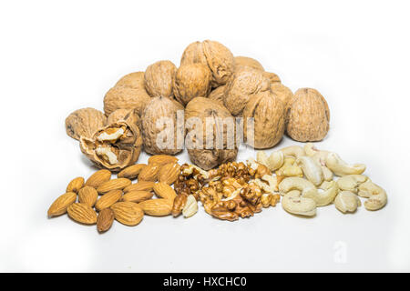 Different Nuts, dried fruits Stock Photo