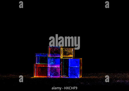 Abstract Cubes concept reflecting bright prism colors in unique background Stock Photo