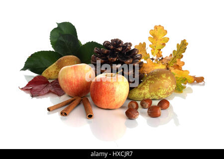 apples, pears and nuts, ƒpfel, Birnen und N¸sse Stock Photo