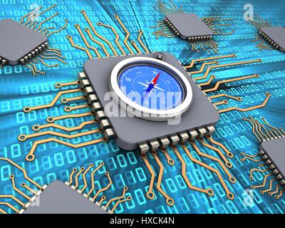 3d illustration of computer chip Stock Photo