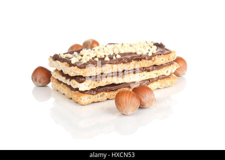 Nut nougat cuts with hazelnuts, Nussnougatschnitte mit Haselnuessen Stock Photo