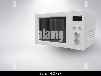 Digital composite of 3D Microwave against grey background Stock Photo