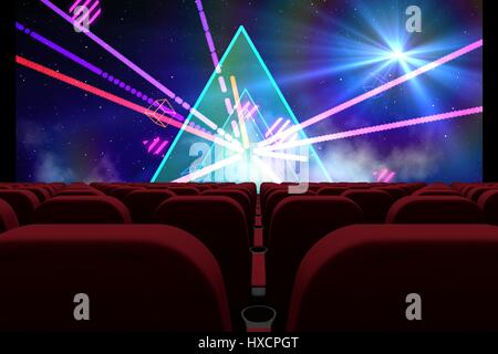 Digital composite of 3d cinema with abstract view on screen Stock Photo