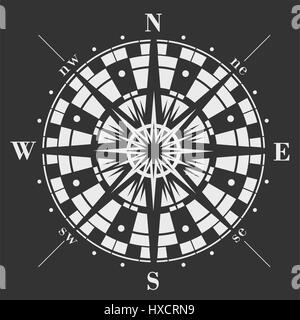 Vector wind rose on black background Stock Vector