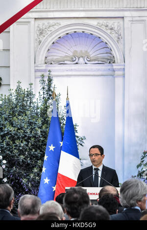 Paris, France. 27th Mar, 2017. Tribute to Henri Emmanueli - 27/03/2017 - France/Ile-de-France (region)/Paris - Tribute to Henri Emmanueli at the headquarters of the Socialist Party in the presence of Benoit Hamon, J.C. Cambadelis, Jean Marc Ayrault, Najat Vallaud Belkacem, Stephane Le Foll,  Credit: Le Pictorium/Alamy Live News Stock Photo