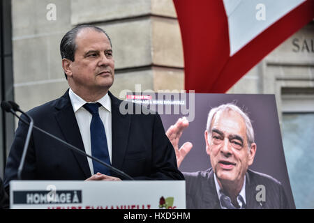 Paris, France. 27th Mar, 2017. Tribute to Henri Emmanueli - 27/03/2017 - France/Ile-de-France (region)/Paris - Tribute to Henri Emmanueli at the headquarters of the Socialist Party in the presence of Benoit Hamon, J.C. Cambadelis, Jean Marc Ayrault, Najat Vallaud Belkacem, Stephane Le Foll,  Credit: Le Pictorium/Alamy Live News Stock Photo