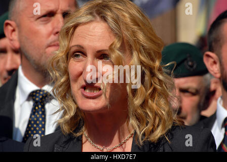 London, UK. 28th Mar, 2017. Claire Blackman wife of marine Alexander Blackman after his sentence at Royal Court. Credit: JOHNNY ARMSTEAD/Alamy Live News Stock Photo