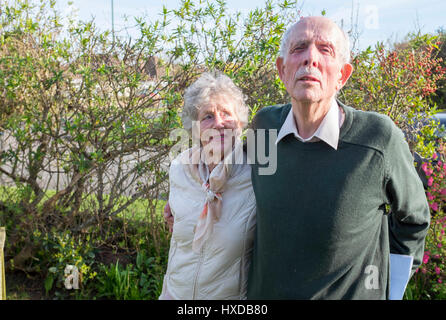 Elderly couple in their 80s and 90s at their own home Stock Photo
