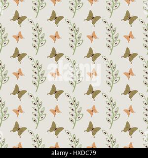 Cute butterflies seamless vector pattern background Stock Vector