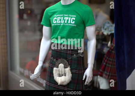 Scotland flag rugby shirt kilt sporran kitsch Celtic fc Stock Photo