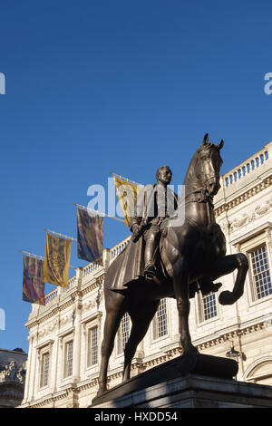 Whitehall, London. The Earl Haig Memorial, a bronze equestrian statue of Field Marshal Haig, Commander in Chief of the British army in the Great War Stock Photo