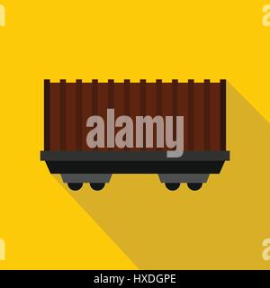 Cargo wagon icon, flat style Stock Vector