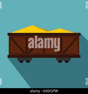 Train cargo wagon icon, flat style Stock Vector