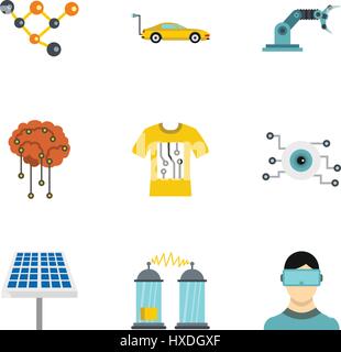 Computer latest devices icons set, flat style Stock Vector