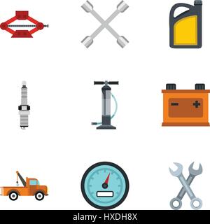 Car repairs icons set, flat style Stock Vector