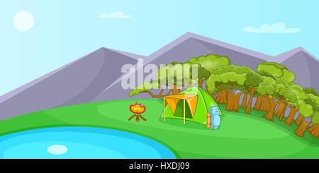 cartoon summer background texture camp illustration camping alamy horizontal banner objects