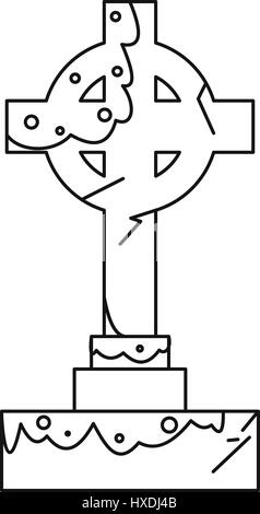 Celtic cross gravestone icon, outline style Stock Vector