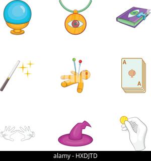 Tricks icons set, cartoon style Stock Vector