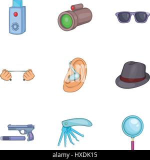 Scout icons set, cartoon style Stock Vector