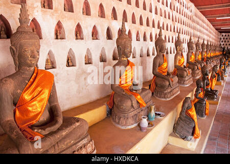 Buddhas at Wat Sisaket Buddhist Monastery in Vientiane, Laos. Stock Photo