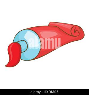 Red paint tube icon, cartoon style Stock Vector