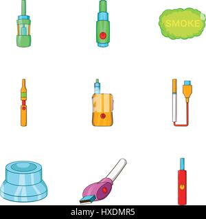Electronic smoking cigarette icons set Stock Vector