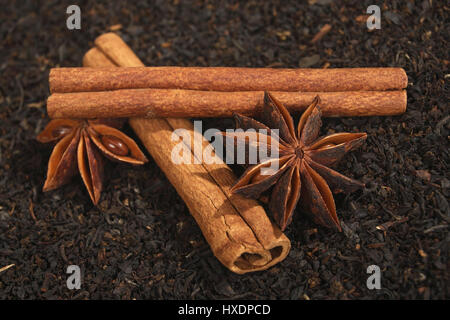Tea mixture with cinnamon sticks and aniseed stars, Teemischung mit Zimtstangen und Anissterne Stock Photo