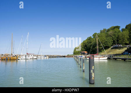 Look at the yacht harbour of Lohme, Overlooking the marina of Lohme |, Blick auf den Jachthafen von Lohme |Overlooking the marina of Lohme| Stock Photo