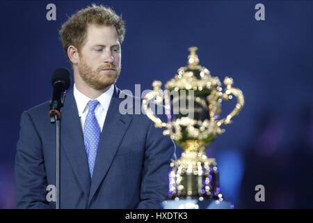 PRINCE HARRY & RUBY WORLD CUP MEMBER OF THE ROYAL FAMILY 18 September 2015 TWICKENHAM STADIUM LONDON ENGLAND Stock Photo