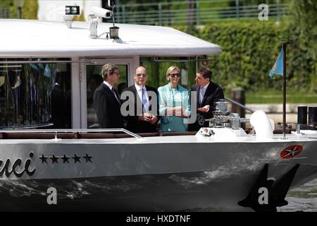 GUIDO WESTERWELLE ALBERT II PRINCE OF MONACO & MICHAEL MRONZ POLITICIAN & PRINCE OF MONACO 09 July 2012 Stock Photo