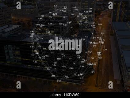 Digital composite of Night city with connectors Stock Photo