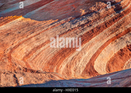 Wave pattern in the red sandstone of Valley of Fire State Park, Nevada Stock Photo