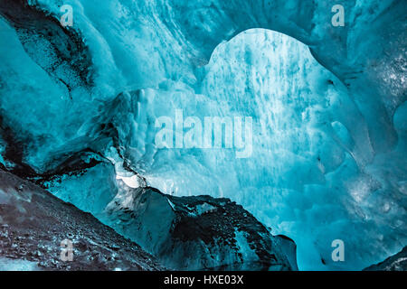 Ice cave under a glacier in Iceland Stock Photo
