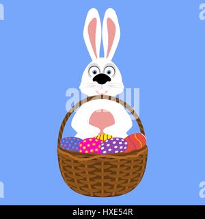 Easter bunny with basket of eggs Stock Vector