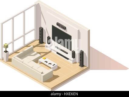 Vector isometric low poly living room icon Stock Vector